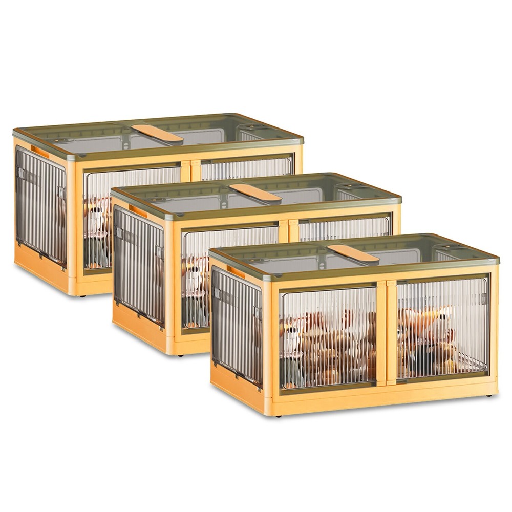 3pack Collapsible Storage Bins Stackable Storage Containers Organizer w/ Wheels