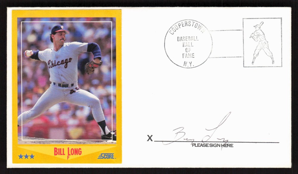 Bill Long Signed Pasted on Baseball Card Cachet Envelope White Sox Auto