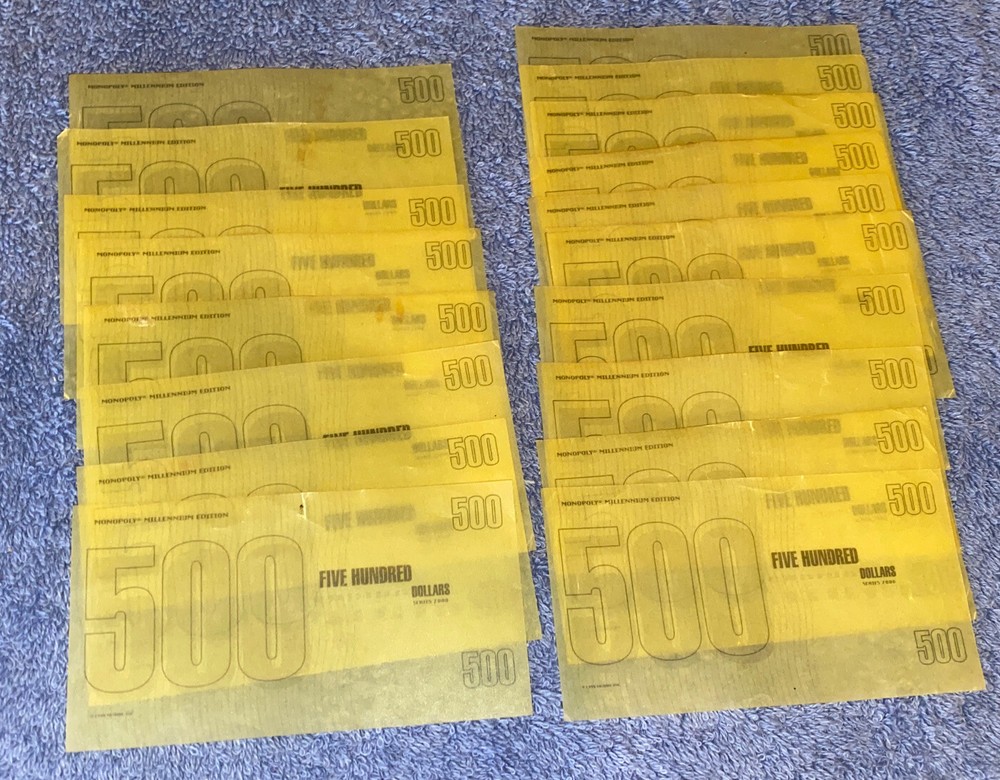 Monopoly Millennium Edition Replacement Game Pieces 18 $500  Bills