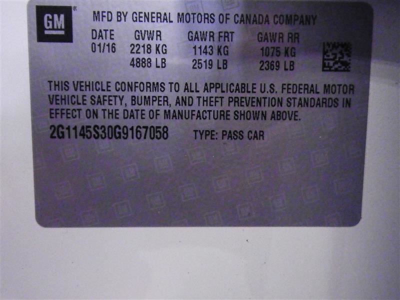 Chevrolet Impala 2015-2016 A/C Selector Switch Automatic Temperature Control 863