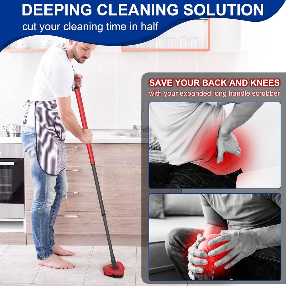 Scrub Brush with Mop Base for Ocedar Spin 2 Tank System, Replace Red
