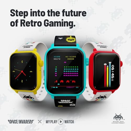 Space Invaders Retro Gaming Smart Watch, Selective Tech Bezel, Non Yellow