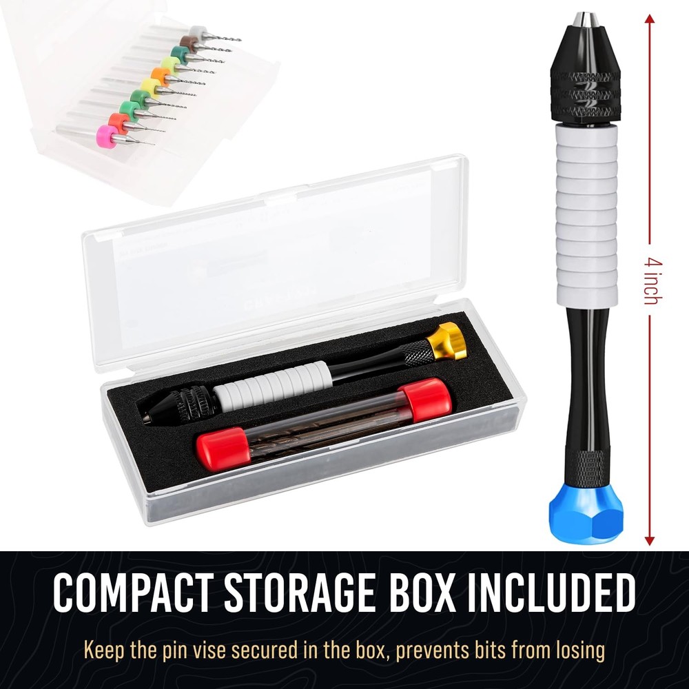 Micro Drill Bits Set with Pin Vise | Small Hand - Blue
