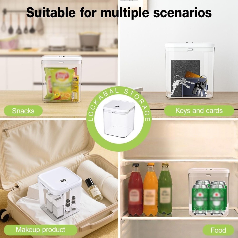 Lockable Storage Box with Combination Code - Secure Medicine Safe, Jail & Sna...