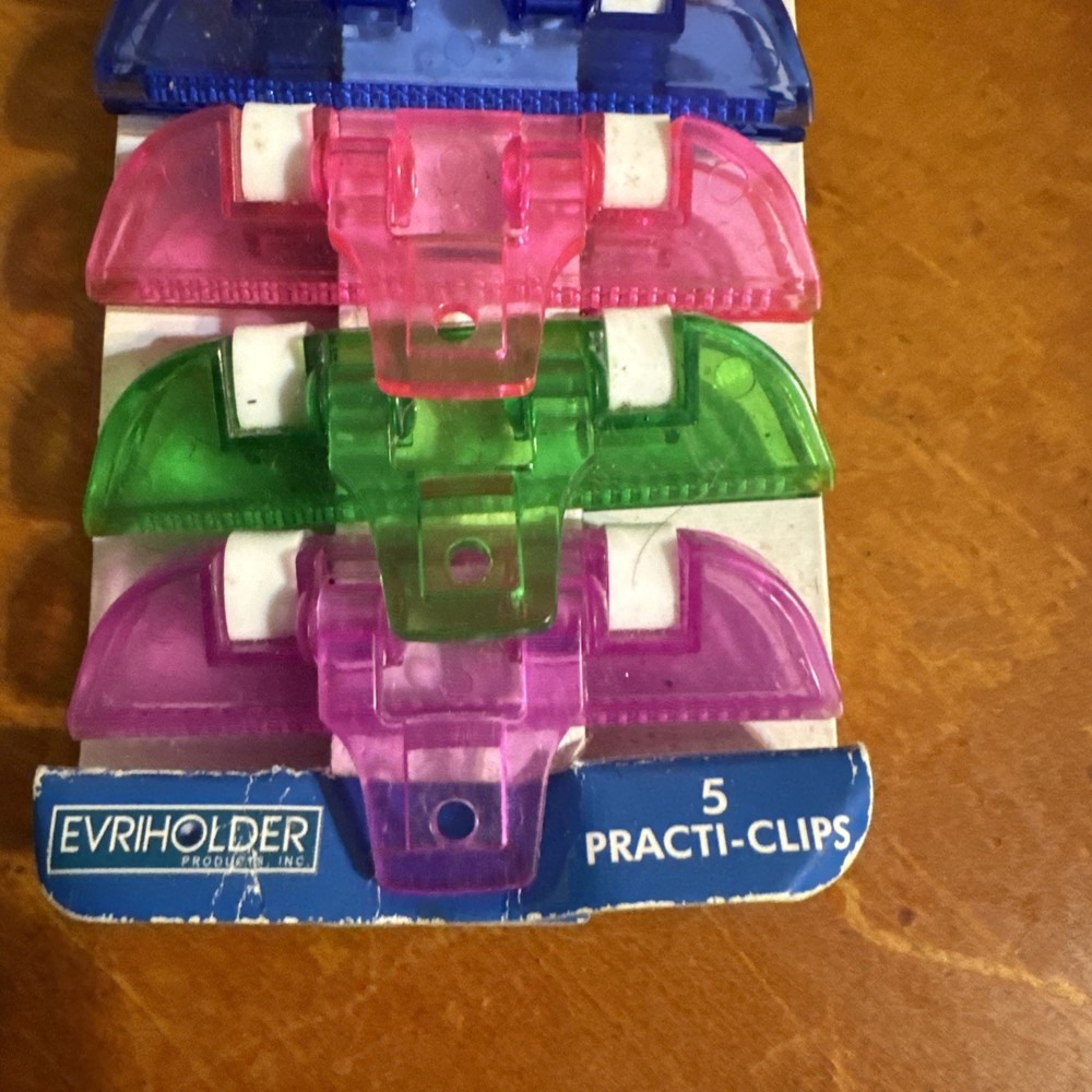 Practi-Clip, Neon Colored Multi Use Unique Practical Clips, 5 pc Set NEW