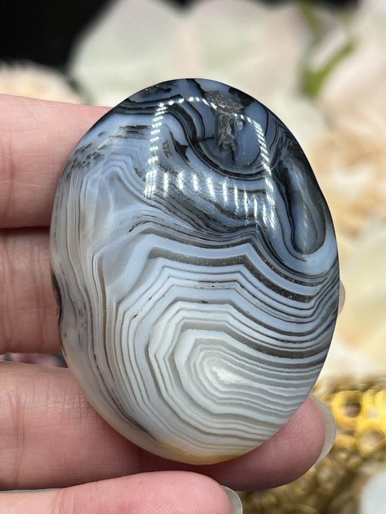 Natural Dendritic Agate Palm-stone Banding Patterns L@@K Free ship & Gift