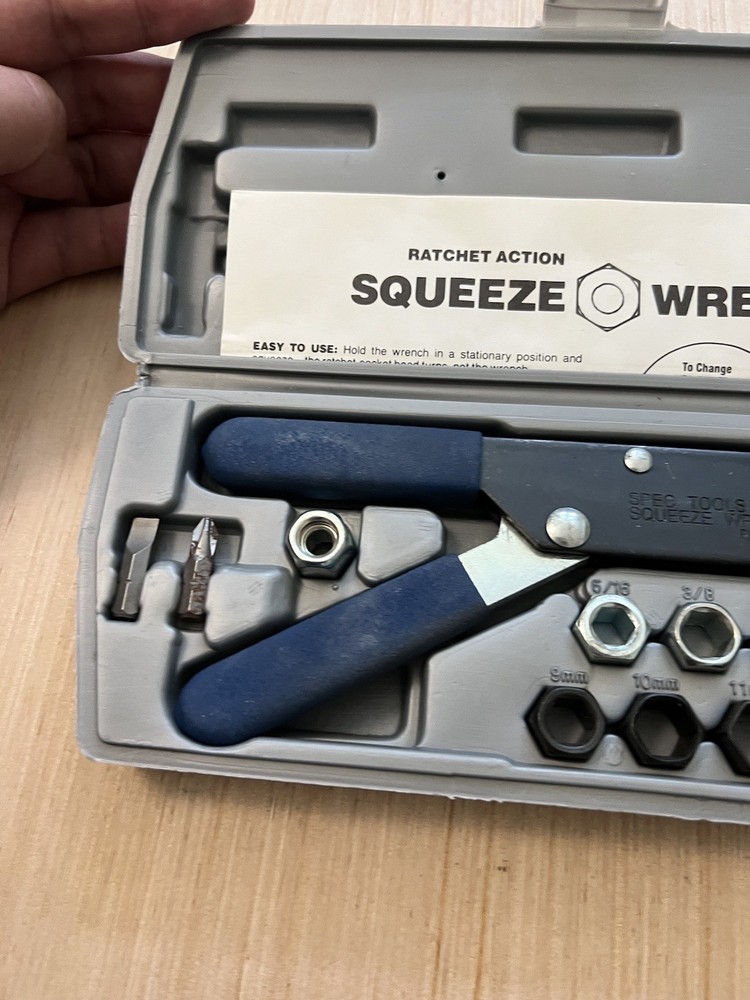 Spec Tools Ratcheting Squeeze Wrench Hand Tool With Case & Bits