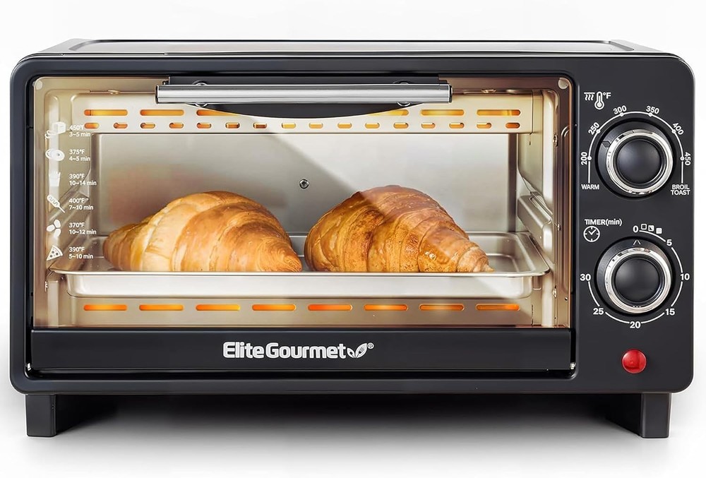 9L Compact Toaster Oven with Adjustable Temperature & 30-Minute Timer, Black