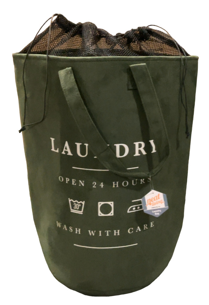 Suede Laundry Bag – Durable with Handles & Drawstring Closure