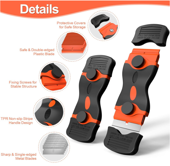 3 Pack Razor Blade Scraper, Plastic Razor Blade Scraper, Scraper Tool with Extra