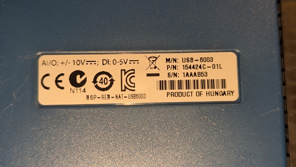 National Instruments Multifunction DAQ Device USB-6003 782608-01 READ CONDITION
