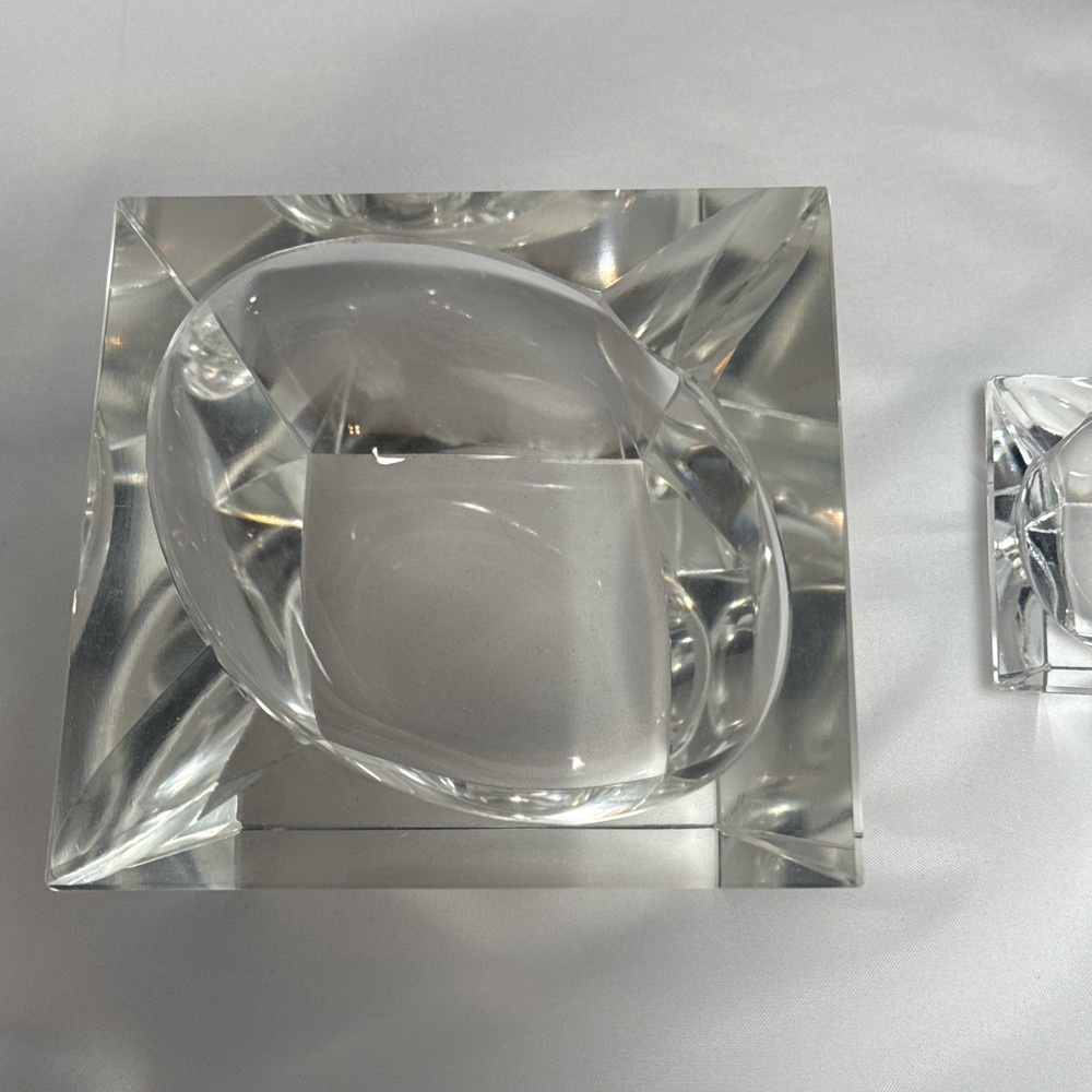 3- SQUARE CLEAR ASHTRAYS MCM 1 LARGE 2 SMALL
