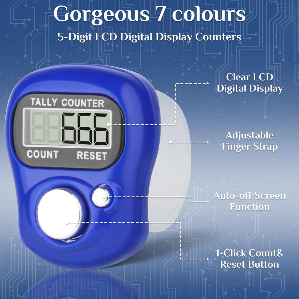 7 Pack Electronic Finger Counter,5 Digit LCD Electronic Digital Display,Hand ...