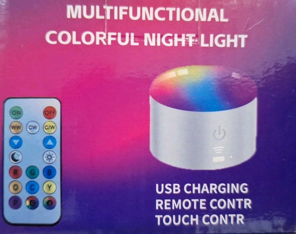 Set 2 Wireless Remote Control Multi functional Colorful Night Light USB Charging