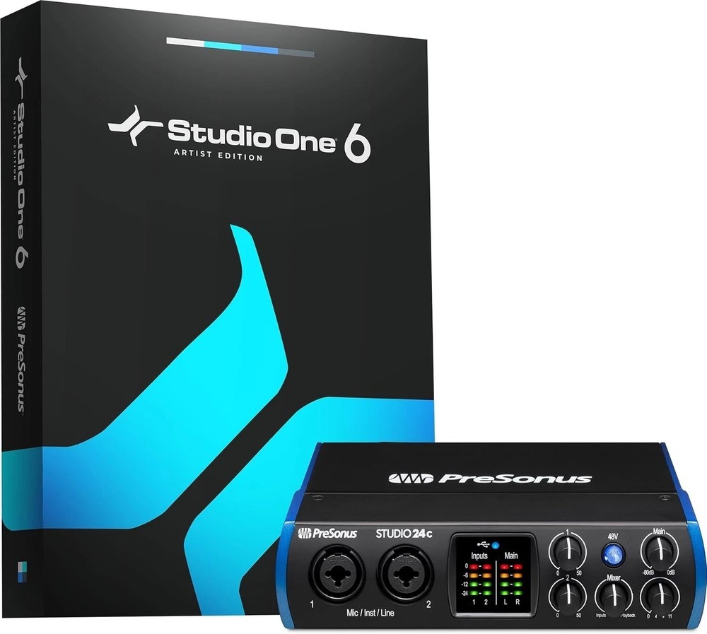2x2, 192 kHz, USB Audio Interface with Studio One DAW Recording Software