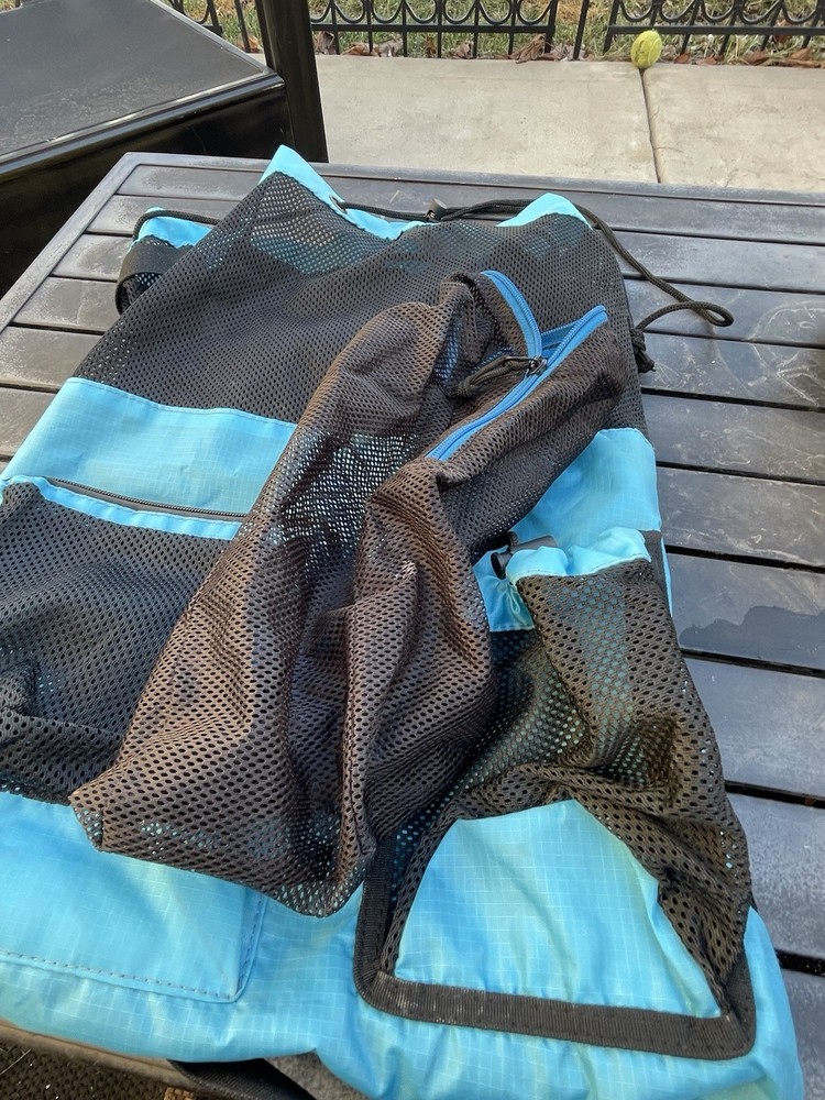 🔥 Large Blue Mesh Drawstring Backpack Rock Climbing Swimming Beach String Bag