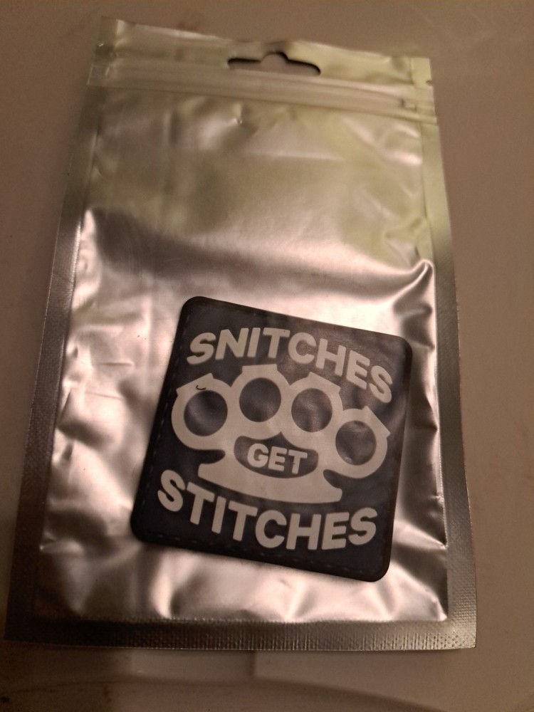 5ive Star Gear PVC Morale Patch-Hook & Loop- "Snitches Get Stitches" - 2" X 2"