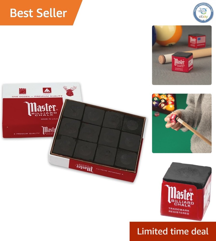 12-Cube Professional Billiard Chalk Box for Optimal Game Performance - Black