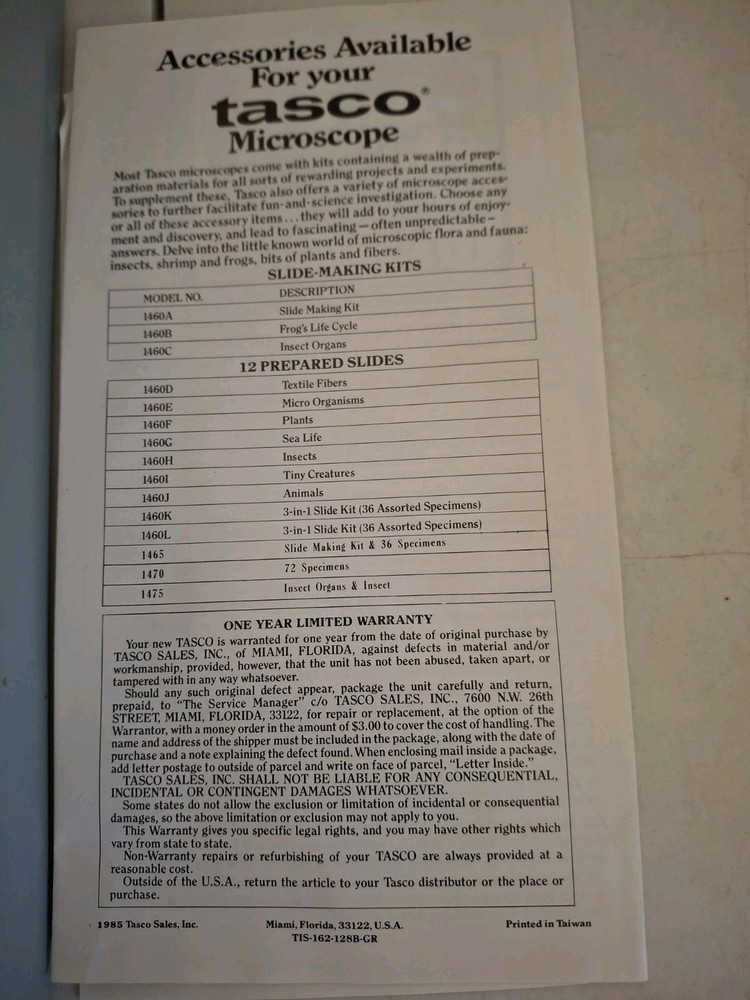 Tasco 80x-1200x Zoom Microscope Kit