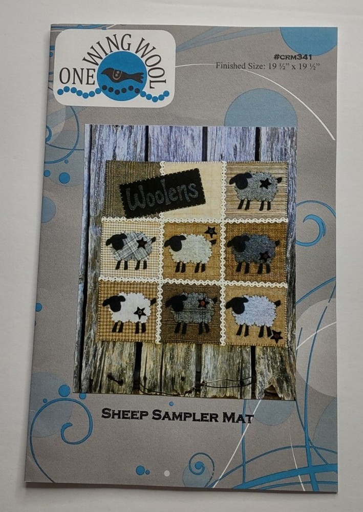 Sheep Sampler Mat Pattern CRM341 by One Wing Wool 19 1/2" X 19 1/2"