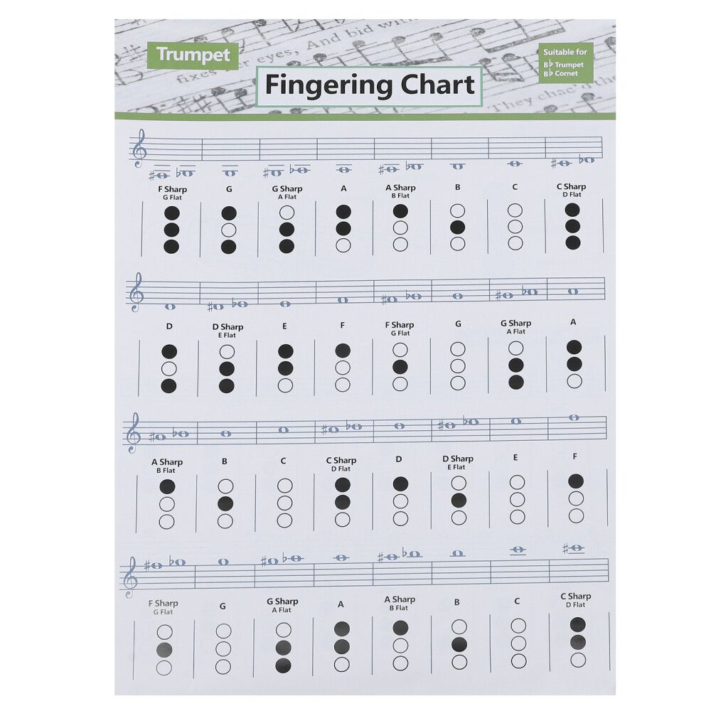 1Pc Trumpet Chord Practice Chart Beginners Chart Finger Guide (Assorted Color)