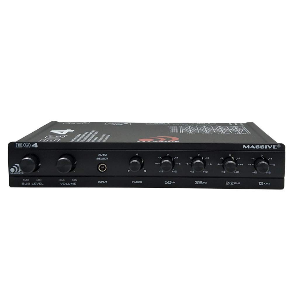 Massive Audio EQ4 Car Equalizer with 4 Band Graphic Equalizer - AUX inputs -