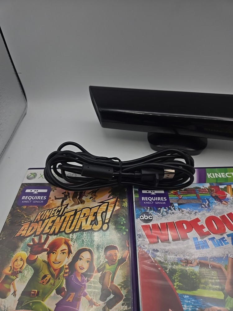 Xbox 360 Kinect Bundle: Sensor Bar 1414 with Adapter And 3 Kinect Games - TESTED