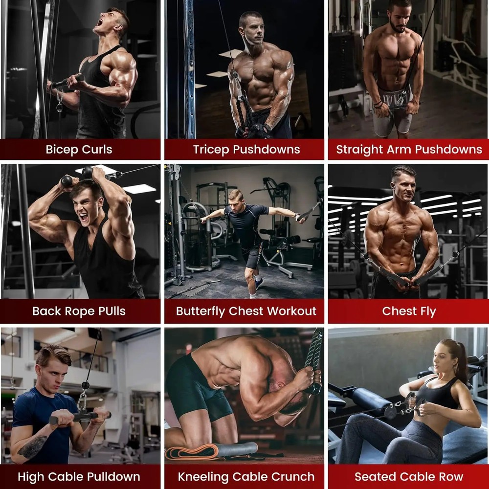 Home Gym Cable Pulley System Pulldown Tricep Bicep Workout Adjustable