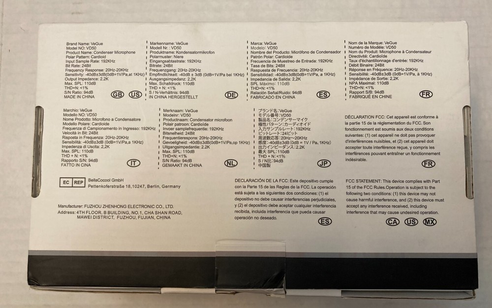 VEGUE VD-50 USB Condenser Computer Microphone Windows, Mac OS, Linux, Chrome OS