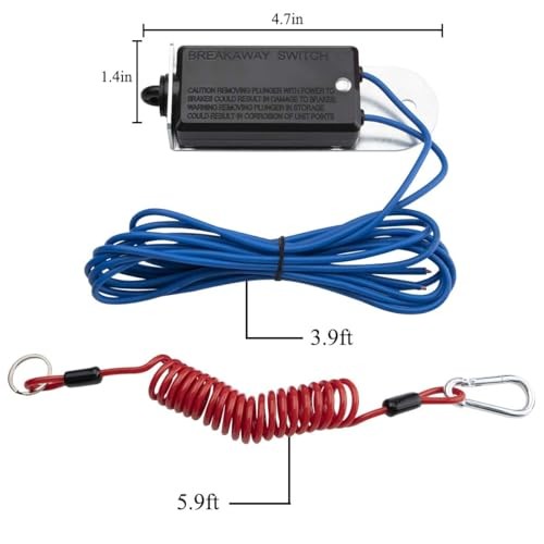 6ft Trailer Breakaway Switch, Breakaway Coiled Cable with Electric Brake
