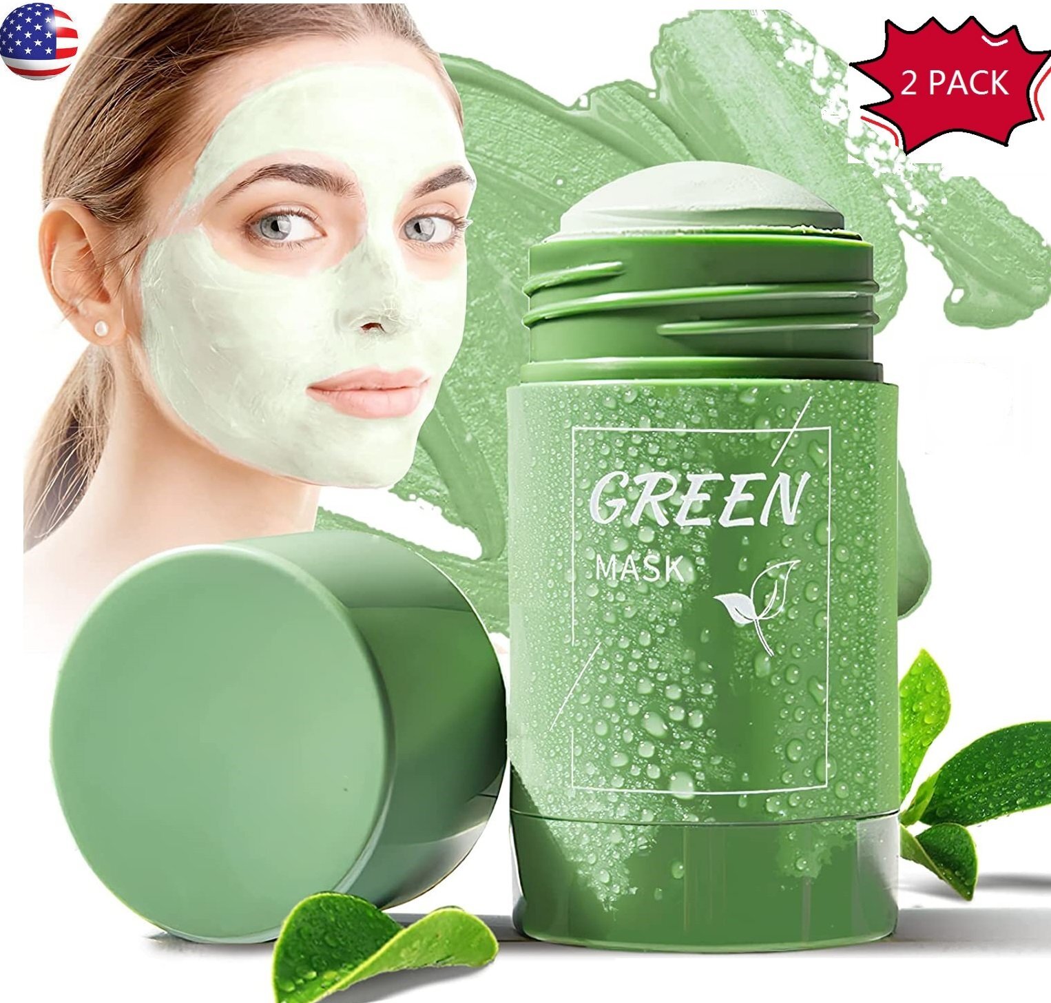 4 × Green Tea Purifying Clay Stick Mask for Deep Clean Pore Blackhead Remover US