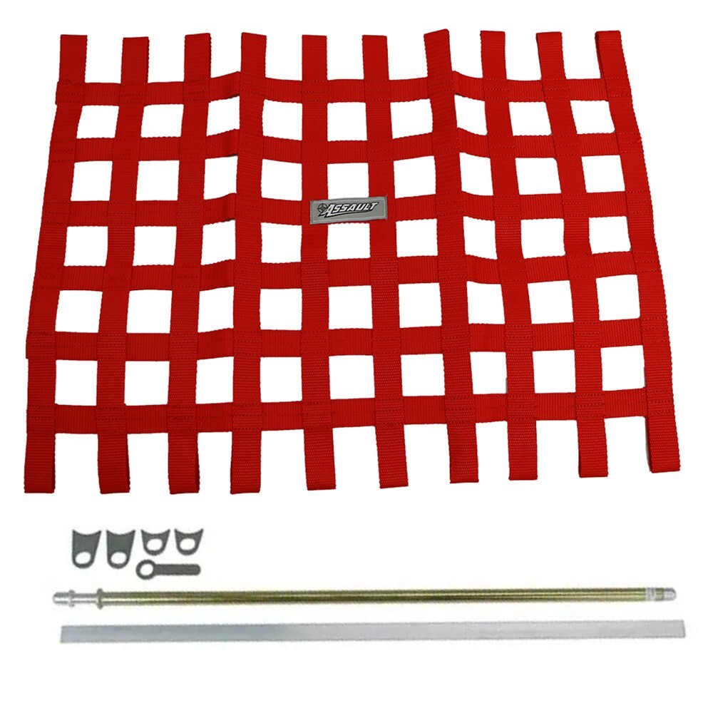 Assault Racing Red Ribbon Racing Window Net & Spring Loaded Mounting Kit