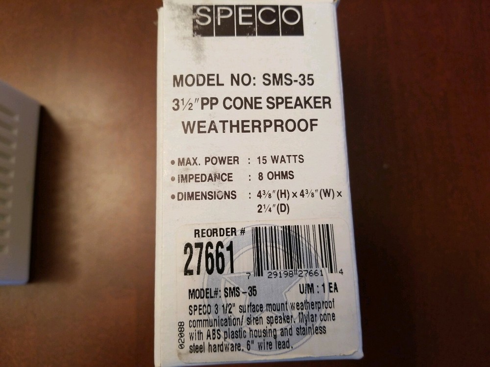 Speco SMS-35 Surface Mount Weatherproof 3-1/2" Speaker