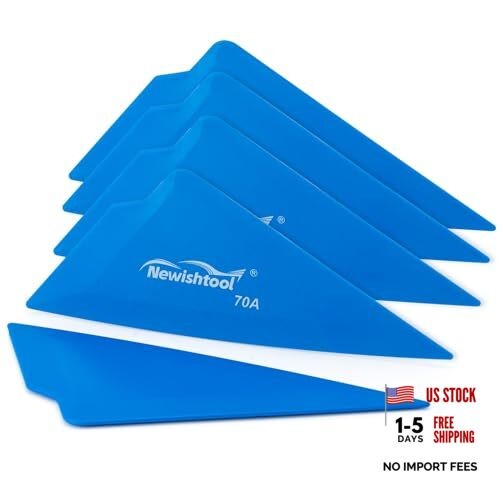 5-Pack Car Tint Tools Triangle Squeegee, 70A Hardness Blue Contour Corner