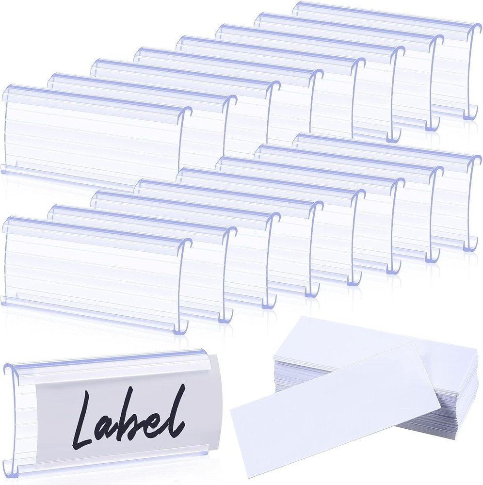 Metro Shelf Label Clips - 200 Wire Rack Labels with Inserts