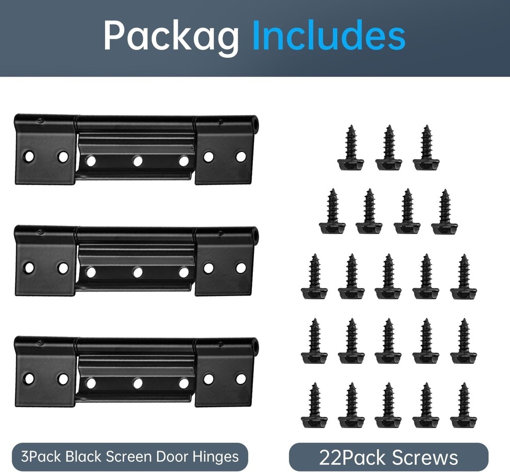 3 Pcs Storm Door Hinges Replacement fits for Larson Screen Hinges, Black