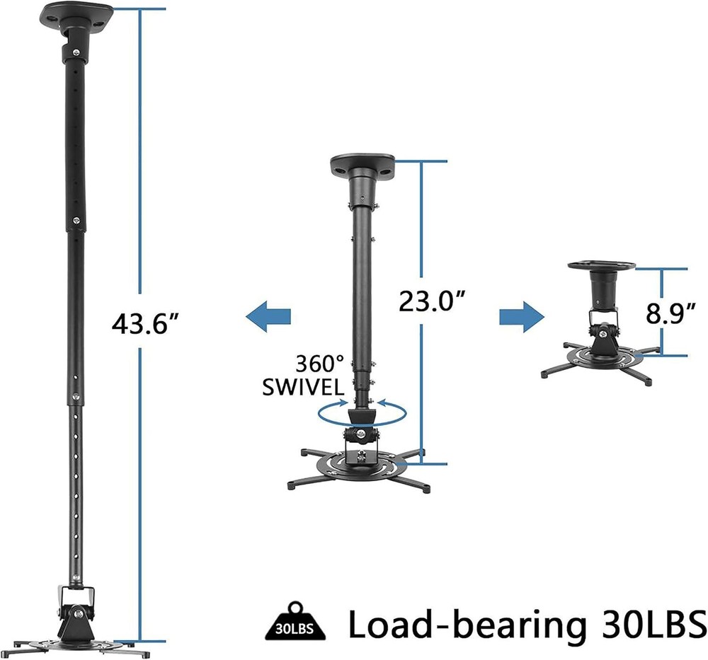 Full Motion Universal Ceiling Projector Mount Bracket with Adjustable Height