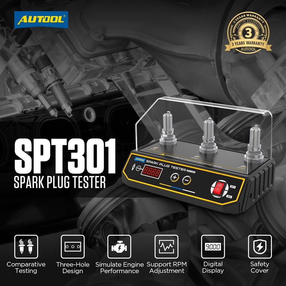 AUTOOL Car Spark Plug Tester Dual Hole Ignition Diagnostic Tool Adjustable 12V