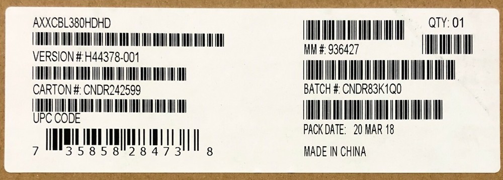 Intel AXXCBL380HDHD Mini-SAS Cable Kit NEW OPEN BOX