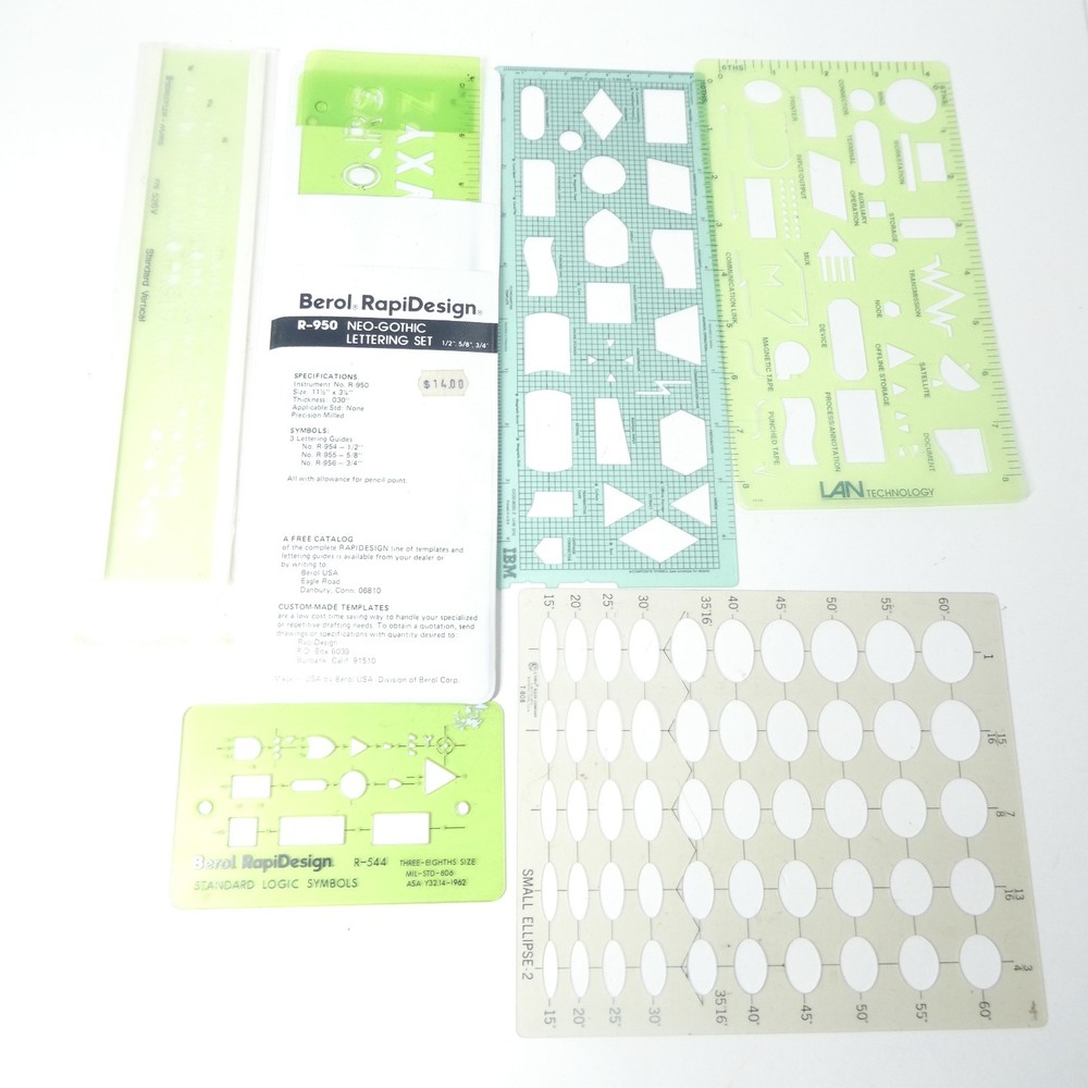 Technical Drawing Template Lot Berol RapiDesign IBN LAN Technology