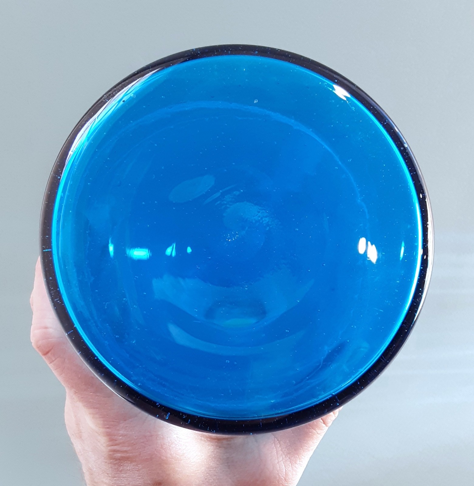 BLENKO HUGE 35.5" Art Glass Turquoise # 6138 Architectural Floor Decanter HUSTED