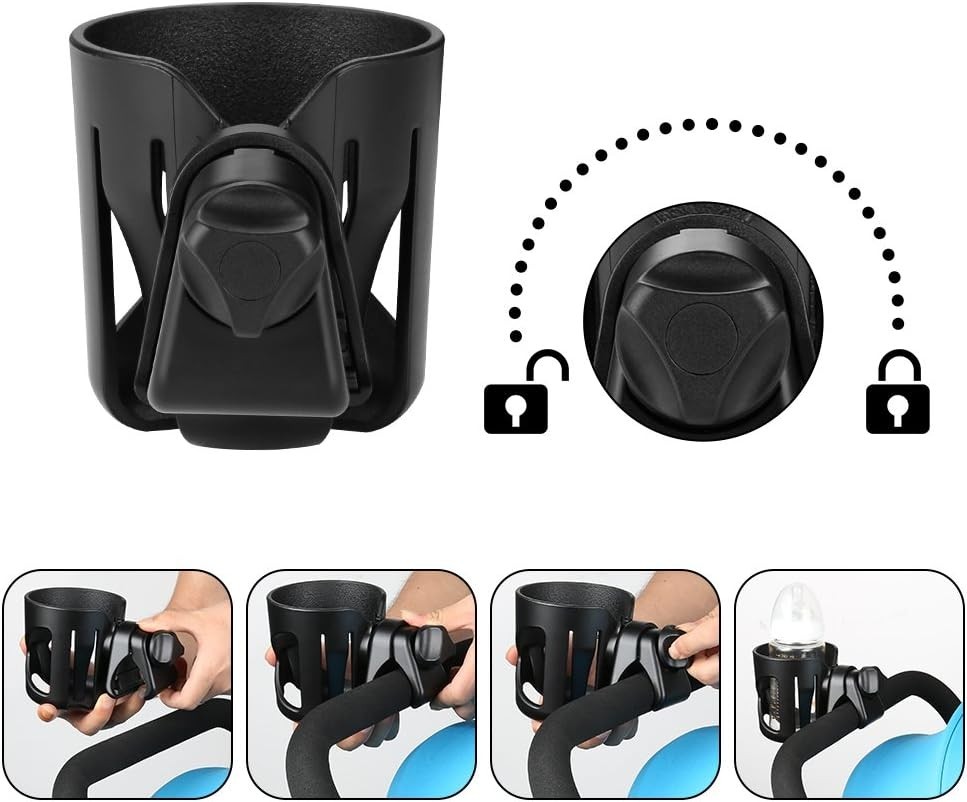 Universal Cup Holder, Stroller Cup Holder, 360° Rotatable Large Caliber Designed