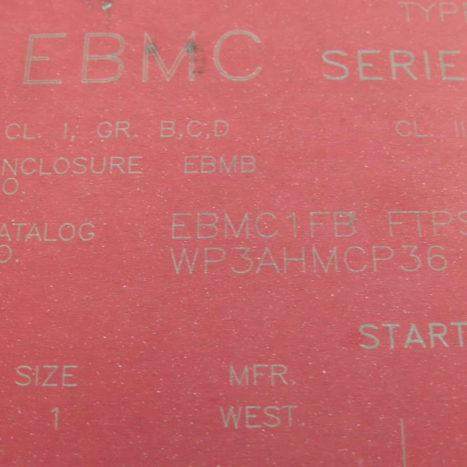 Cooper EBMC1FB Explosion Proof Starter Size 1 600V 1Hp MAX 3A Trip