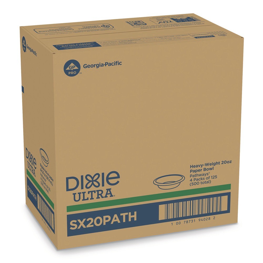 Dixie SX20PATHPK Pathways 20 oz. Paper Bowls - WT/GN/BURG (125/PK) New