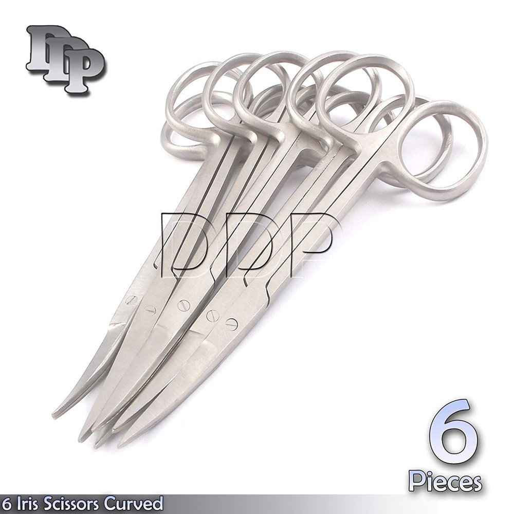 6 Delicate Minor Micro Surgery Surgical Iris Scissors 4.5" Curved Ophthalmic