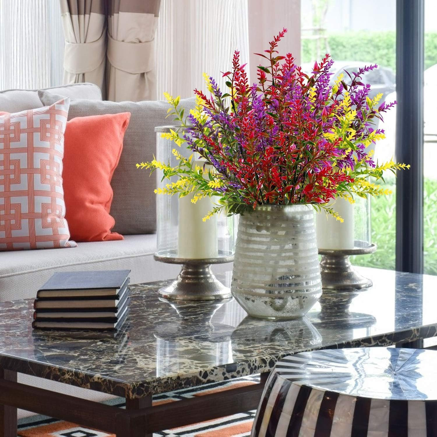 Artificial Outdoor Faux Lavender Flowers, UV Resistant, 20 Bundles