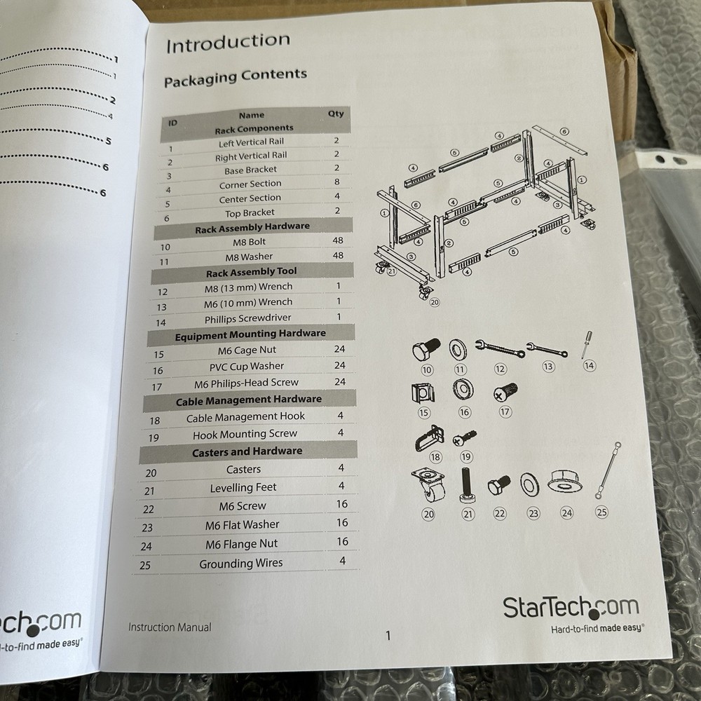 StarTech 12U Adjustable Depth 4 Post Server/Network Rack - 4POSTRACK12U