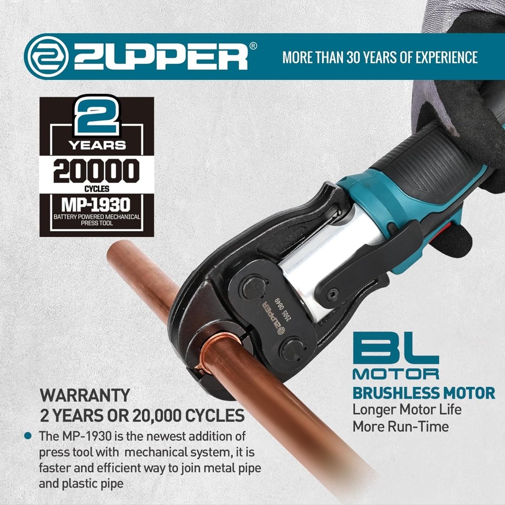 ‎ZUPPER Mini Pro Press Tool kit with 3 Copper Pro Press Jaws 2pcs Battery