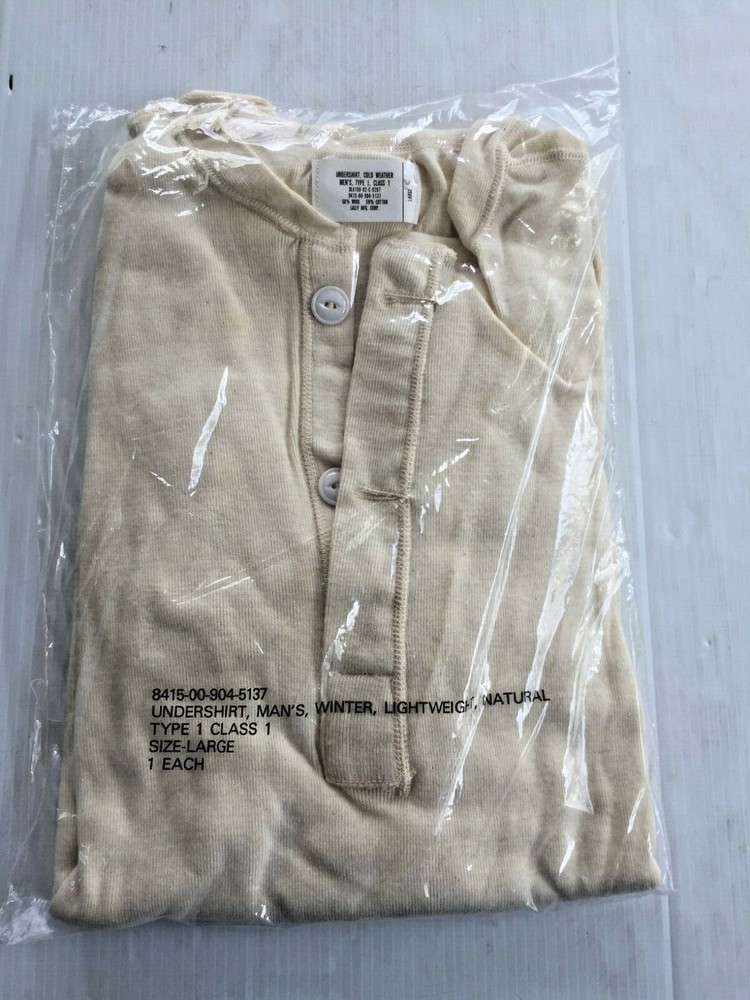 NEW ARMY ISSUE COLD WEATHER LIGHTWEIGHT WINTER WOOL BLEND UNDERSHIRT (LARGE)