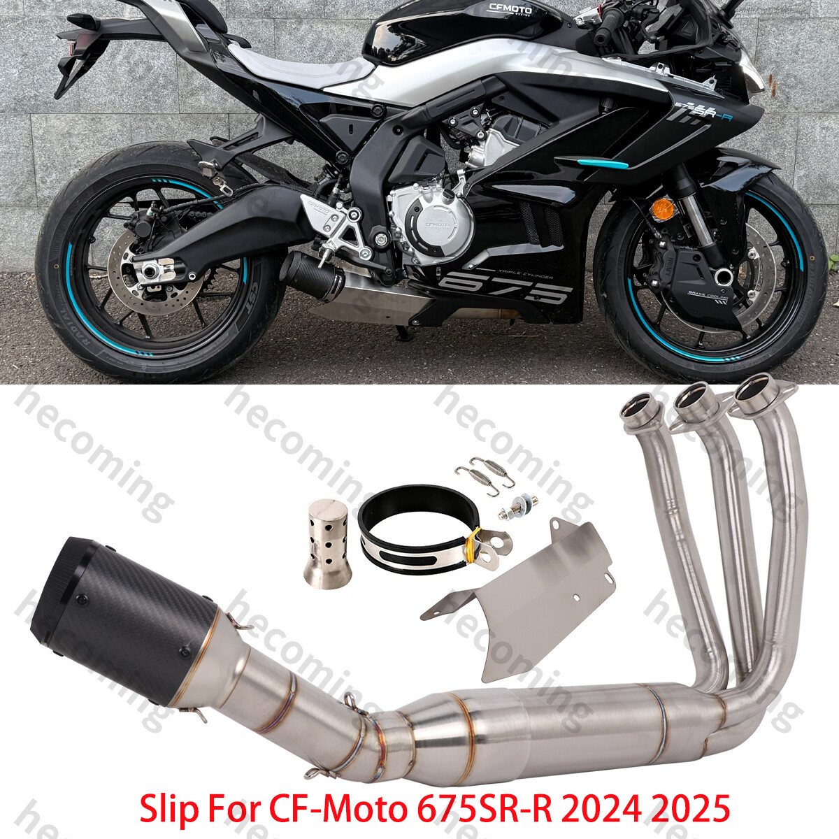 675srr Exhaust System For CF-Moto 675SRR 675SS 675NK Exhaust Carbon Muffler Pipe